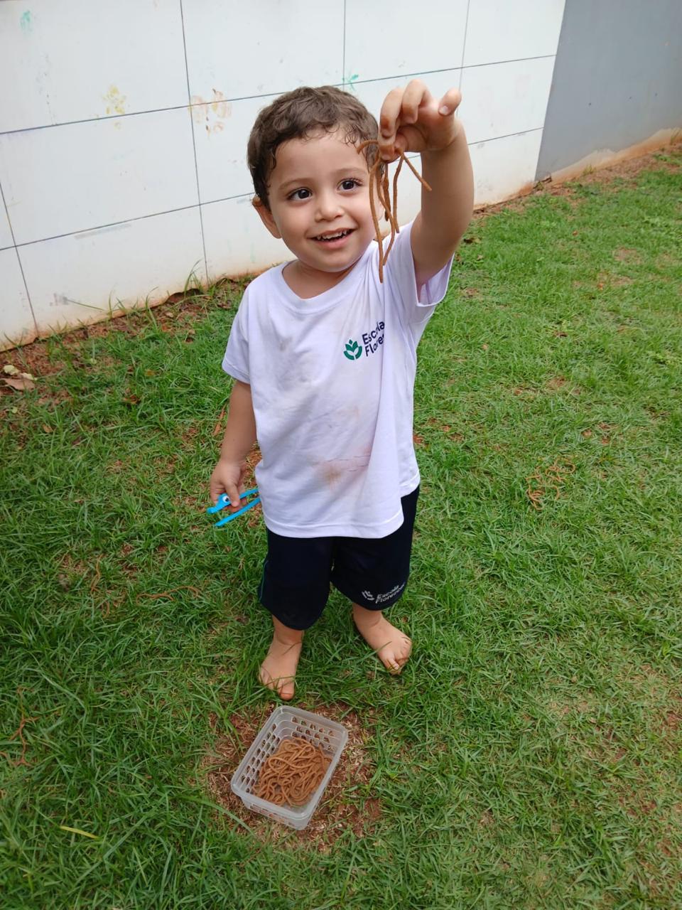 Contato das crianças com a natureza na horta da escola